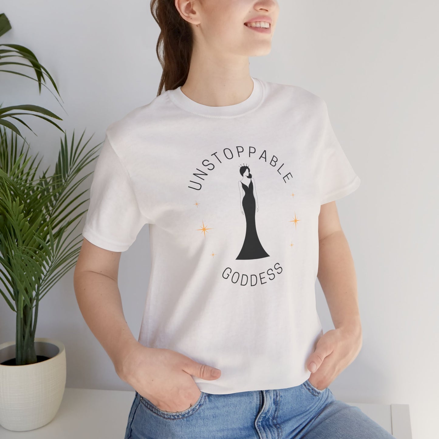 Unstoppable Goddess T-Shirt - Empowering Unisex Short Sleeve Tee