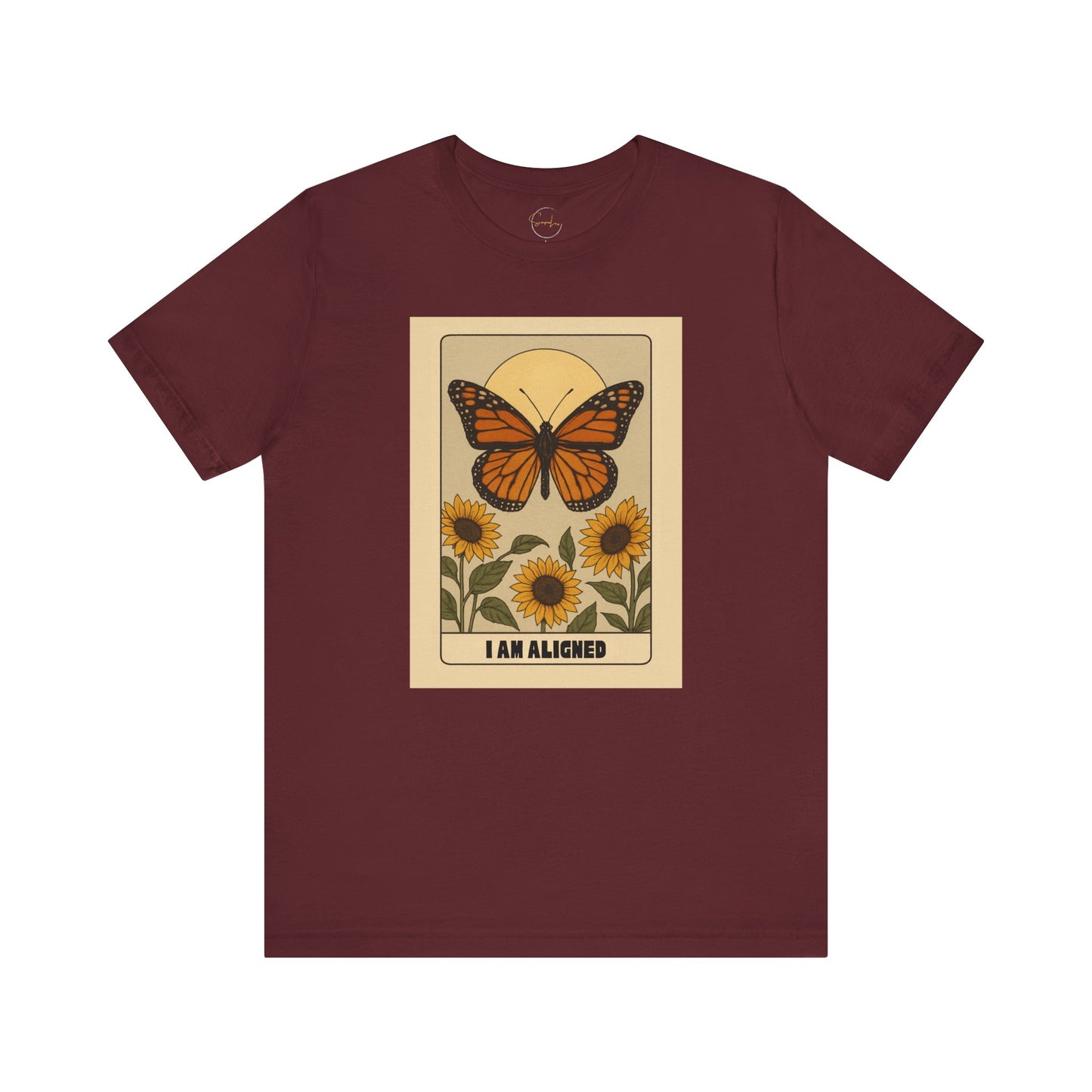 Butterfly & Sunflower Tee - 'I Am Aligned' Unisex Jersey Short Sleeve Shirt for Nature Lovers