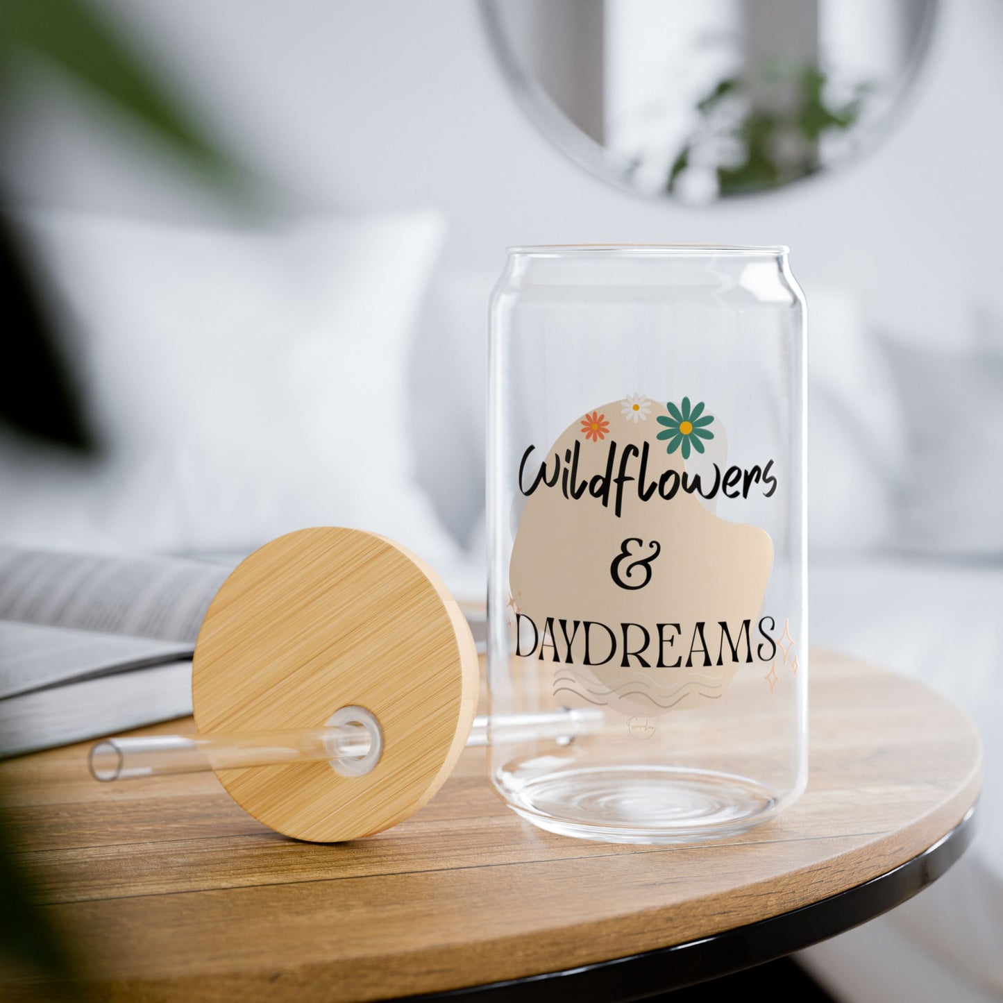 Wildflowers & Daydreams Sipper Glass with Bamboo Lid and Straw