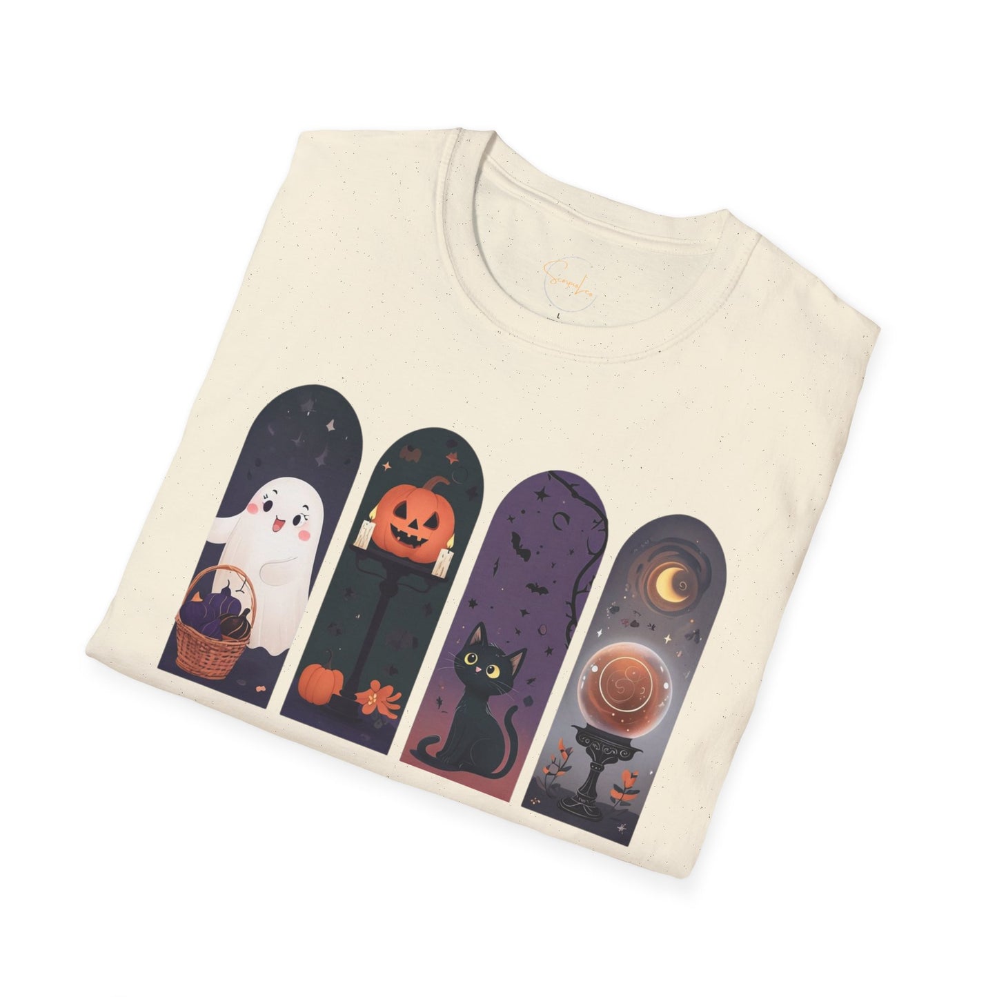 Halloween Unisex Tee, Boo-tiful Energy Quote, Ghost, Cat, Pumpkin, Crystal Ball T-shirt, Cute Fall Shirt