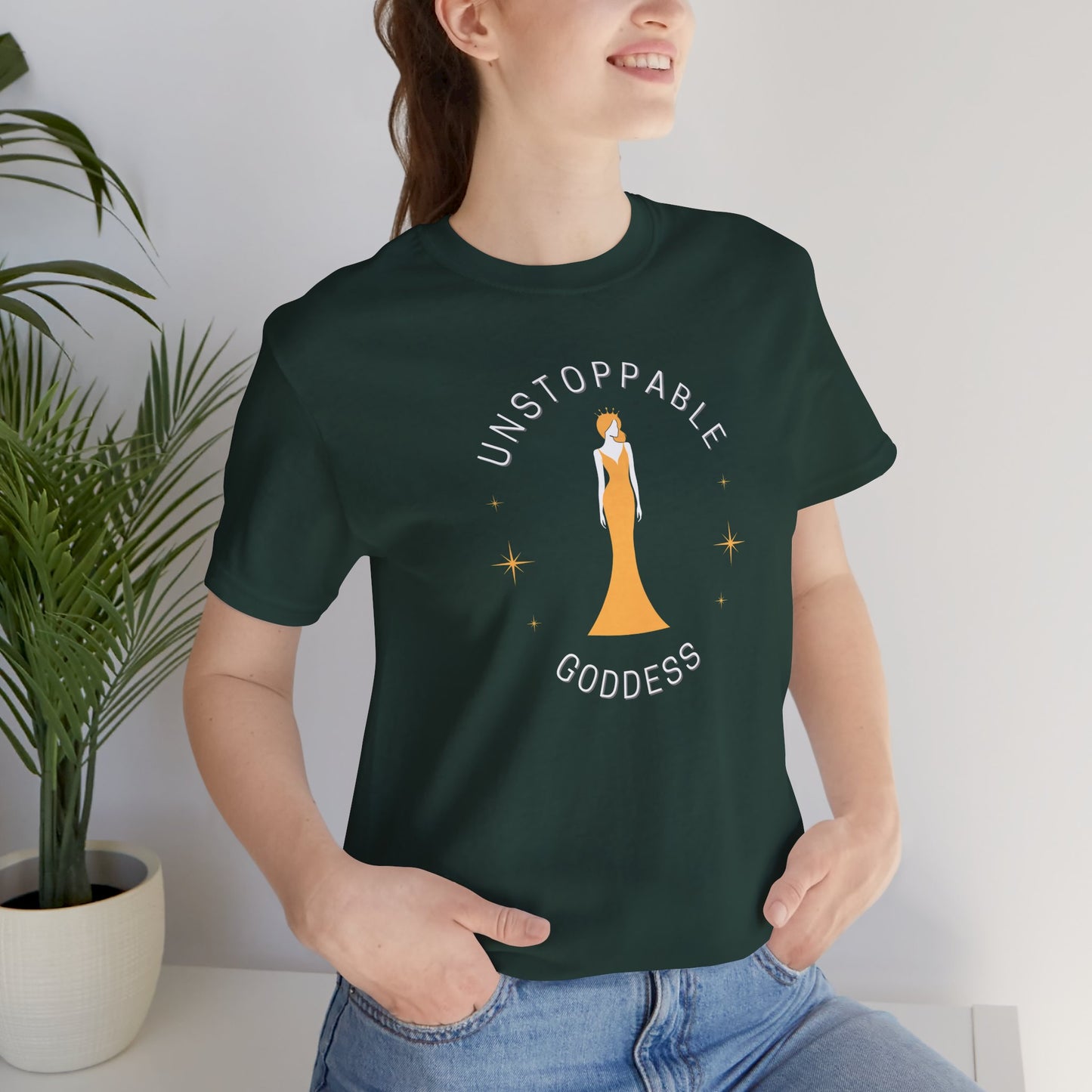 Unstoppable Goddess T-Shirt - Empowering Unisex Short Sleeve Tee