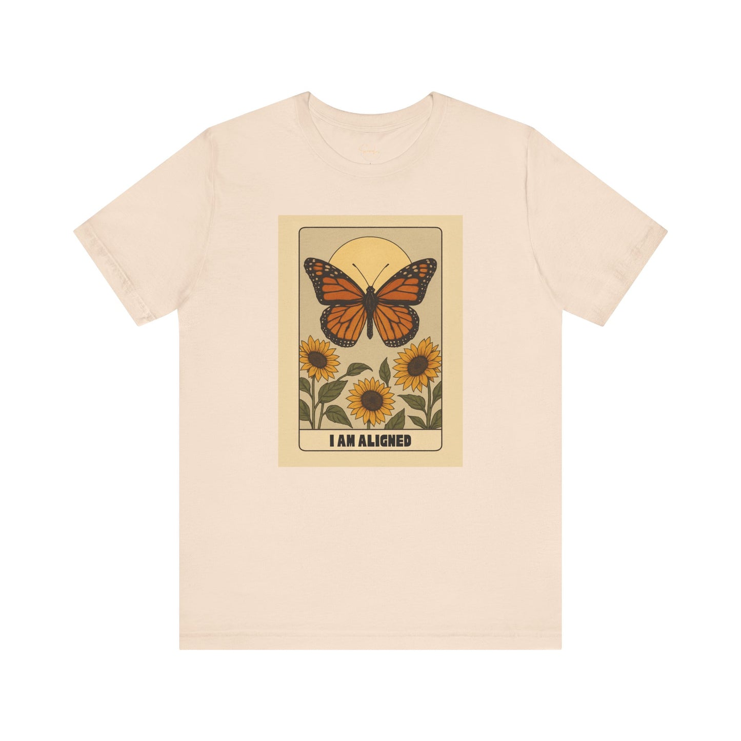 Butterfly & Sunflower Tee - 'I Am Aligned' Unisex Jersey Short Sleeve Shirt for Nature Lovers