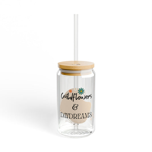 Wildflowers & Daydreams Sipper Glass with Bamboo Lid and Straw