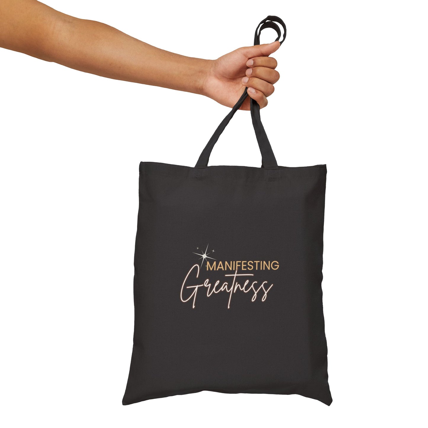 Manifesting Greatness Cotton Canvas Tote Bag - Eco-Friendly, Stylish, and Motivational