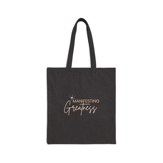 Manifesting Greatness Cotton Canvas Tote Bag - Eco-Friendly, Stylish, and Motivational