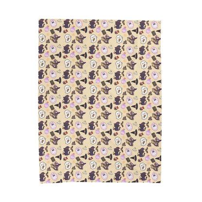 Plush Blanket — Cute Pastel Witchy Cats & Ghosts Velveteen Throw