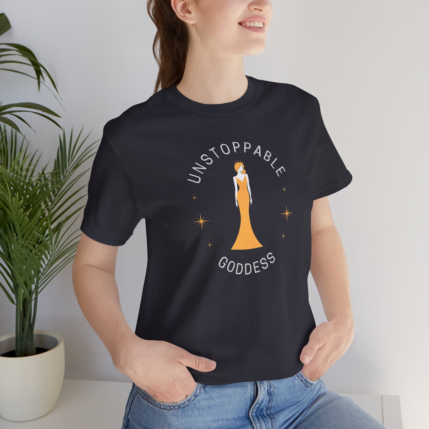 Unstoppable Goddess T-Shirt - Empowering Unisex Short Sleeve Tee