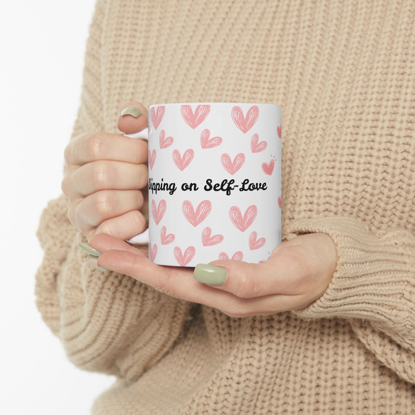 Self-Love Ceramic Mug | Cute Hearts Design | Perfect Gift for Anyone