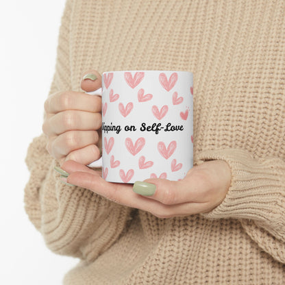 Self-Love Ceramic Mug | Cute Hearts Design | Perfect Gift for Anyone
