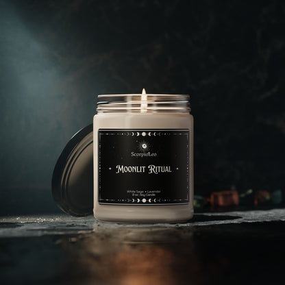 Moonlit Ritual Soy Candle — White Sage & Lavender 9oz
