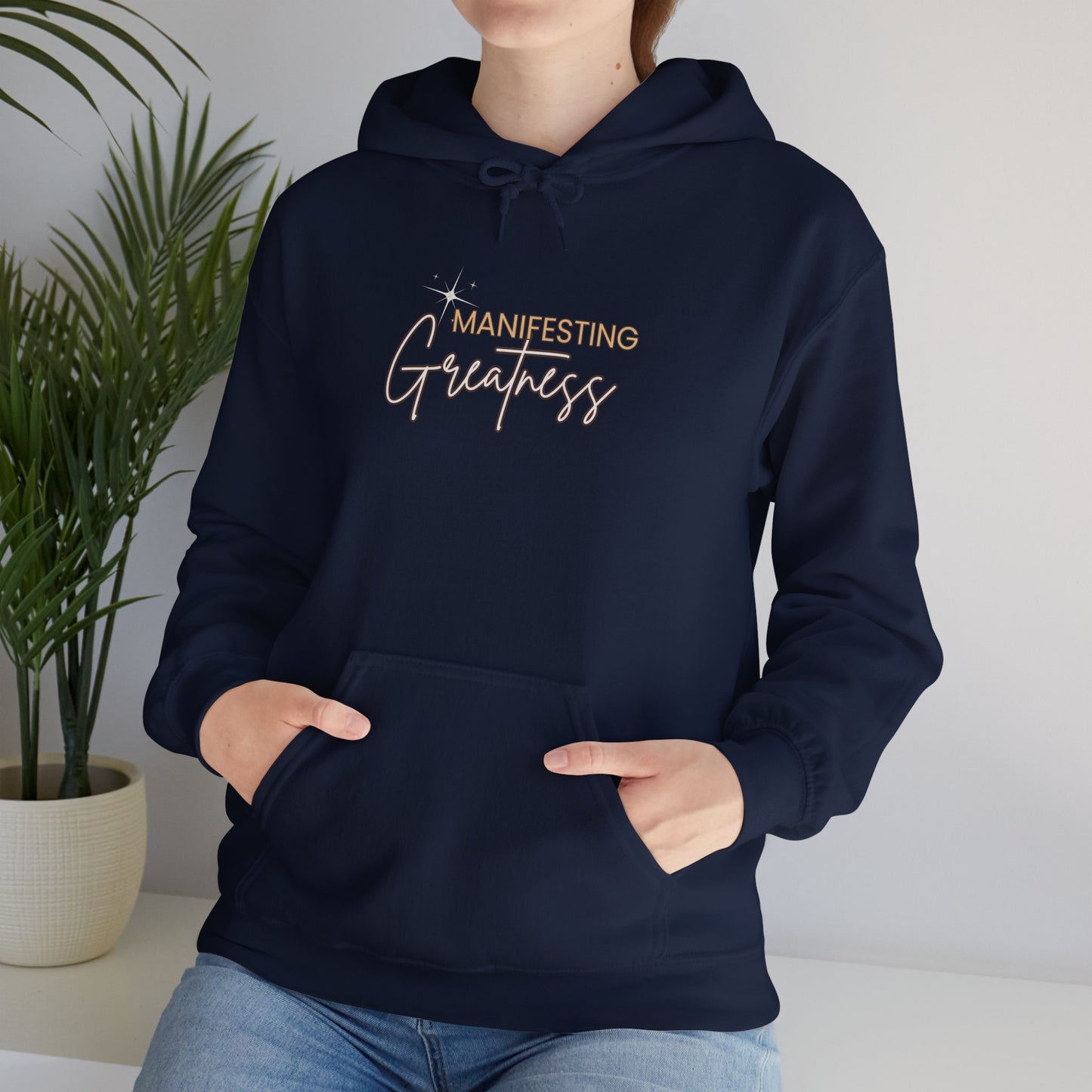 Manifesting Greatness Hoodie - Unisex Heavy Blend Sweatshirt for Empowerment & Comfort