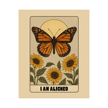 Inspirational Matte Vertical Poster - "I Am Aligned" with Butterfly and Sunflowers