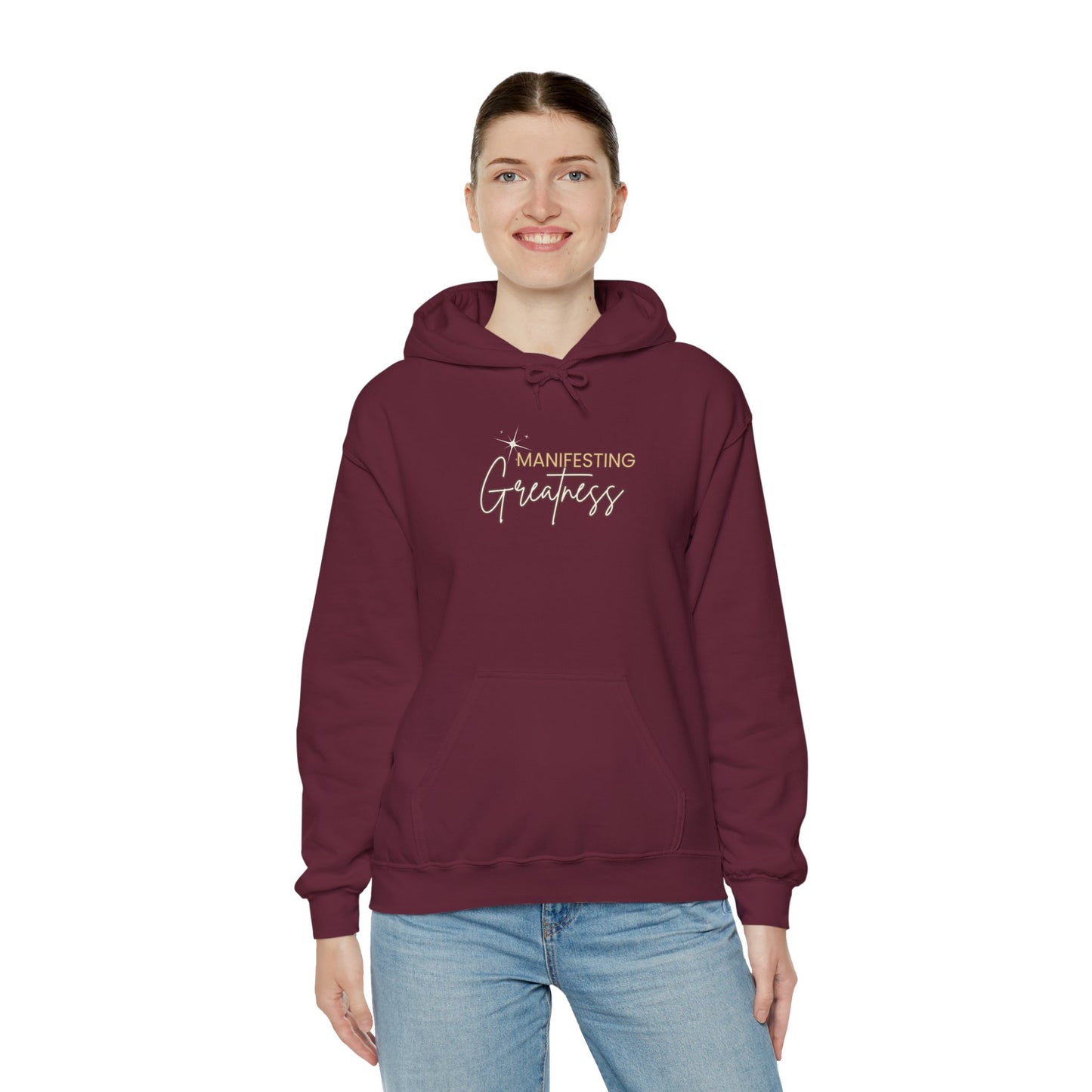 Manifesting Greatness Hoodie - Unisex Heavy Blend Sweatshirt for Empowerment & Comfort