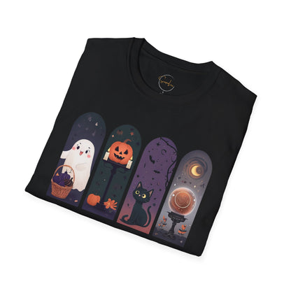 Halloween Unisex Tee, Boo-tiful Energy Quote, Ghost, Cat, Pumpkin, Crystal Ball T-shirt, Cute Fall Shirt