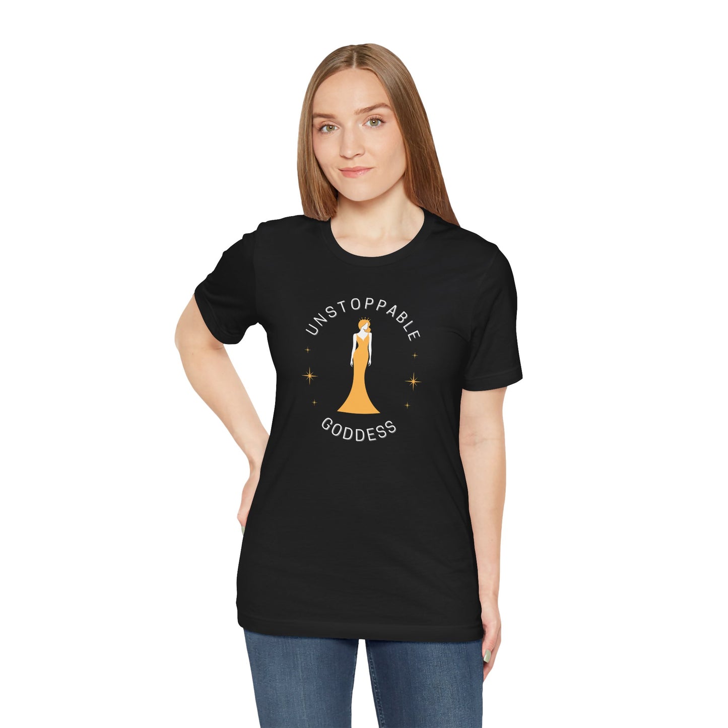 Unstoppable Goddess T-Shirt - Empowering Unisex Short Sleeve Tee