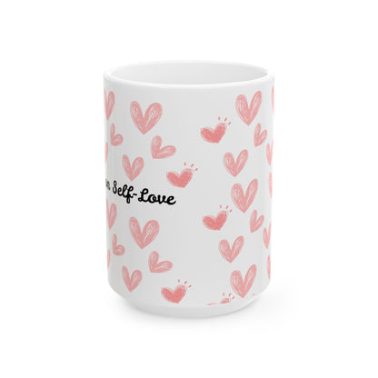Self-Love Ceramic Mug | Cute Hearts Design | Perfect Gift for Anyone