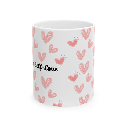 Self-Love Ceramic Mug | Cute Hearts Design | Perfect Gift for Anyone