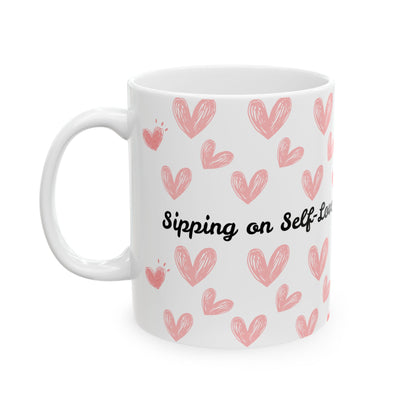 Self-Love Ceramic Mug | Cute Hearts Design | Perfect Gift for Anyone